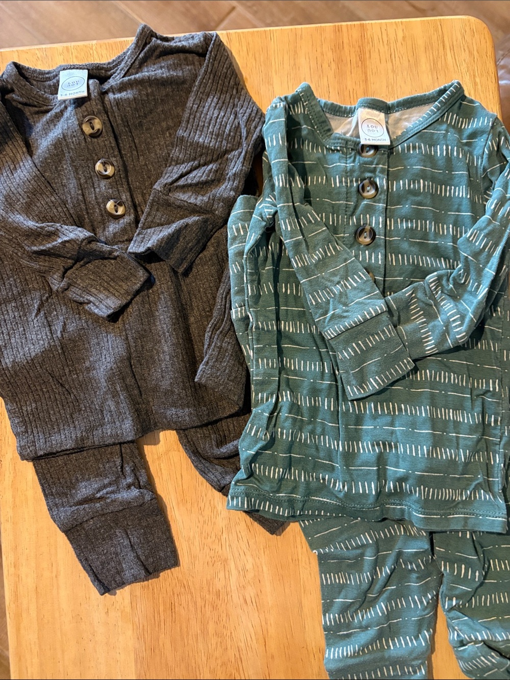 Lot of 2 - Lou Lou two piece outfits. Size 3-6 months GUC